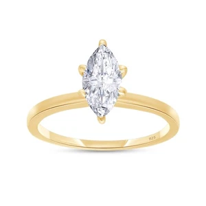 Solitaire Engagement Ring For Women, 8X4MM Marquise Cut White Cubic Zirconia ... - Picture 1 of 6
