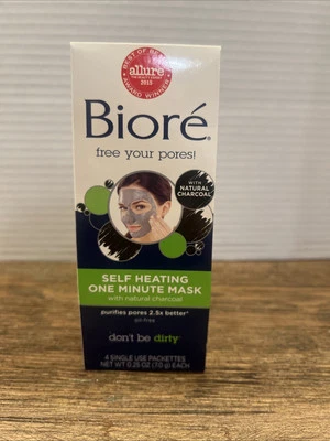 Máscara de un minuto autocalentadora Beauty Face Biore carbón 4 paquetes de un solo uso Foto 1 de 4