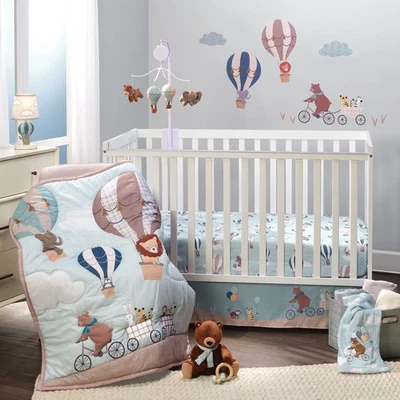 Bedtime Originals Up Up & Away 3-Piece Animals/Hot Air Balloon Crib Bedding Set - Image 1 of 4
