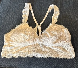 Aerie Lace Bra Bralette Sz Medium Tan Nude Strappy Adjustable Straps Padded - Picture 1 of 5