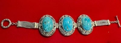 QVC 3 Stone .925 Sterling Bracelet Marked NF 8” - Image 1 of 4