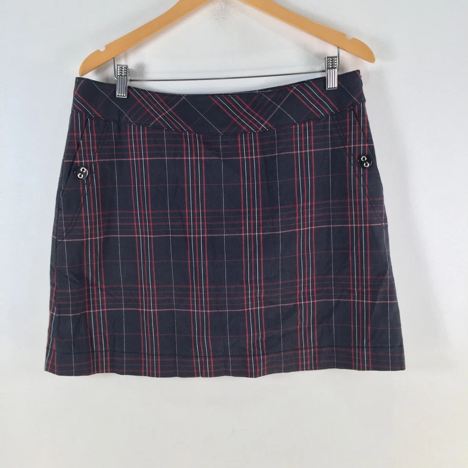 Cutter and Buck skirt US 12 aus 16 mini navy blue plaid golf tennis 123413 - Image 1 of 4