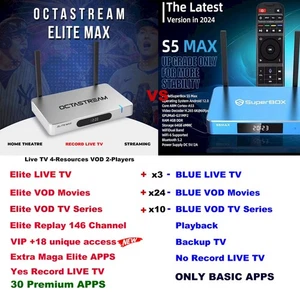 ELITE MAX P&P⚡Limited Edition⚡30 Elite APPS⚡VIP+18 Rec.TV vs. superbox s5 max - Picture 1 of 16
