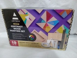 "New" ARTEZA ABSTRACT WOOD PAINTING SET 19PC ARTZ-4885 - Picture 1 of 2