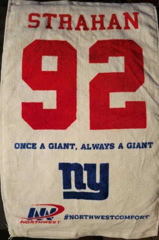 New York Giants Michael Strahan #92 "Once A Giant..." Rally Towel (White) NEW! Cover
