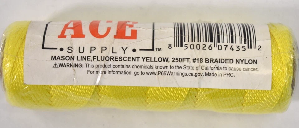 ACE Supply Yellow Mason String Line Braided Nylon #18 250' Length Each
