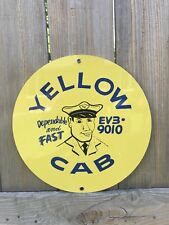 Yellow Cab Taxi Round Vintage Style Metal Sign 1950s