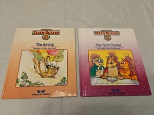 2 VTG 1980s Teddy Ruxpin Worlds of Wonder Books Airship & Third Crystal no Tape - Picture 1 of 11