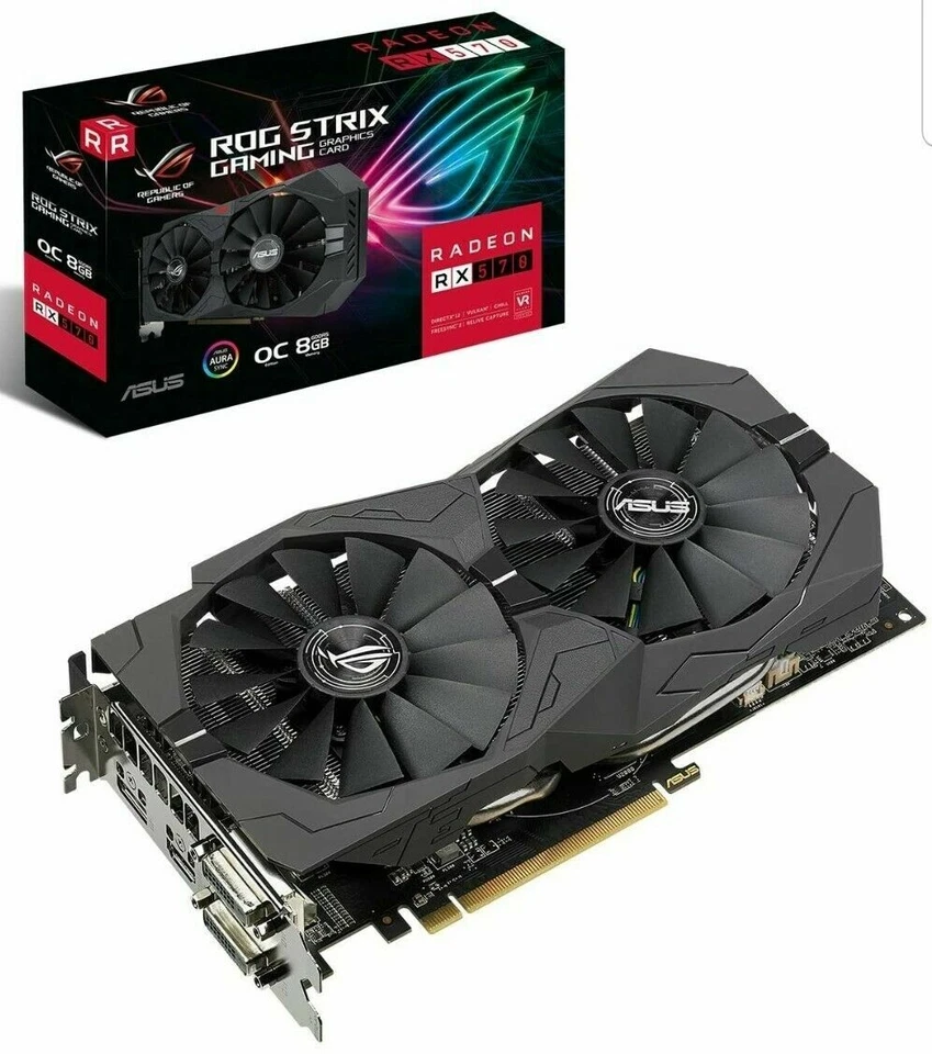 ASUS ROG Strix Radeon RX 570 OC Edition 8 GB GDDR5 1310 Mhz, AURA Sync RGB Light - Image 1 of 4