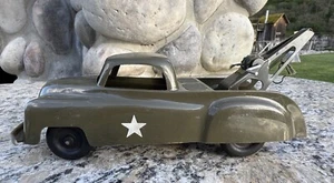 Vintage Processed Plastics Green Wrecker w Metal Boom, 9" Toy Tow Truck, 1950's - Picture 1 of 14