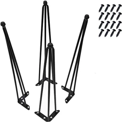 HST 6" - 30" Coffee Table Metal Hairpin Legs Iron Bar Black Set of 4 for DIY - Image 1 of 4