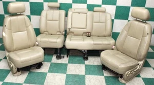 *NOTE* 11' AVALANCHE Tan Leather Dual Power Front Buckets Backseat Seats Set WTY - Picture 1 of 23