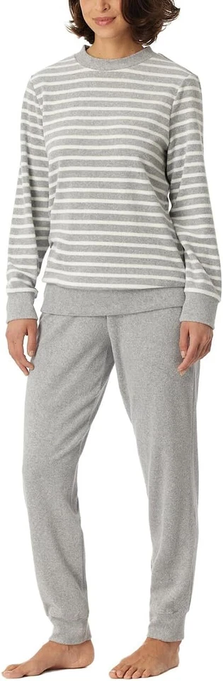 "SONDERPREIS"  Schiesser Damen Schlafanzug Pyjamaset Grau FROTTEE Gr 50 - Bild 1 von 1