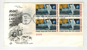 Man On Moon Apolo 11 Space C76 Artcraft "SIN FECHA" VARIEDAD Bloque de placas LL 31378 - Imagen 1 de 1