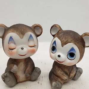 Vintage Lefton Porcelain Bear Figurines Anthropomorphic  - Picture 1 of 6
