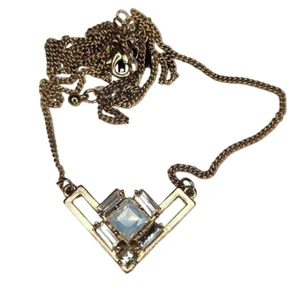 Geometric Gold Plated Faux Stone V Necklace - Picture 1 of 4