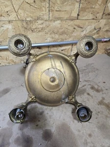 Art Deco Leuchte 4 armig Hänge Decken Leuchte Kronleuchter Kette Gold Antik - Bild 1 von 13