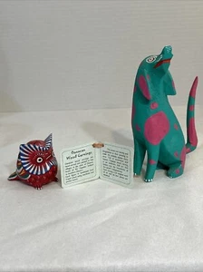 Tallas de madera oaxaqueña arte popular perro y búho - Imagen 1 de 16