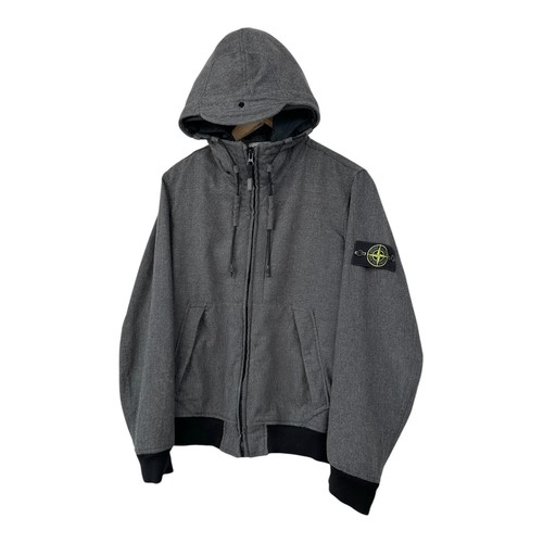 Giacca con cappuccio STONE ISLAND lana melange poli grigio