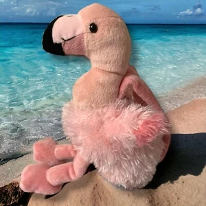 PURSE 2 handle zipper Wishpets Coral the plush PINK FLAMINGO 2004 preowned - Picture 1 of 3