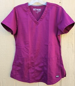 Women's Grey's Anatomy by Barco Scrub Top - Burgundy - Small - Free Shipping - Picture 1 of 3