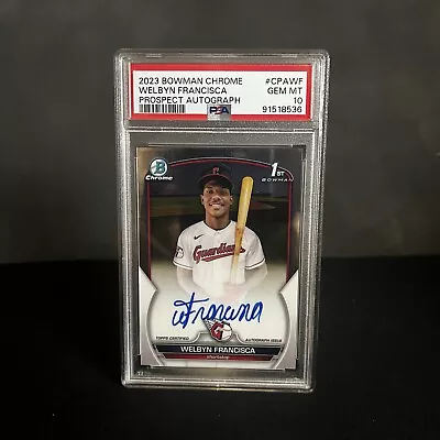 Welbyn Francisca Auto Bowman 1st PSA 10 2023 Bowman Chrome Prospect Guardians - Image 1 of 2