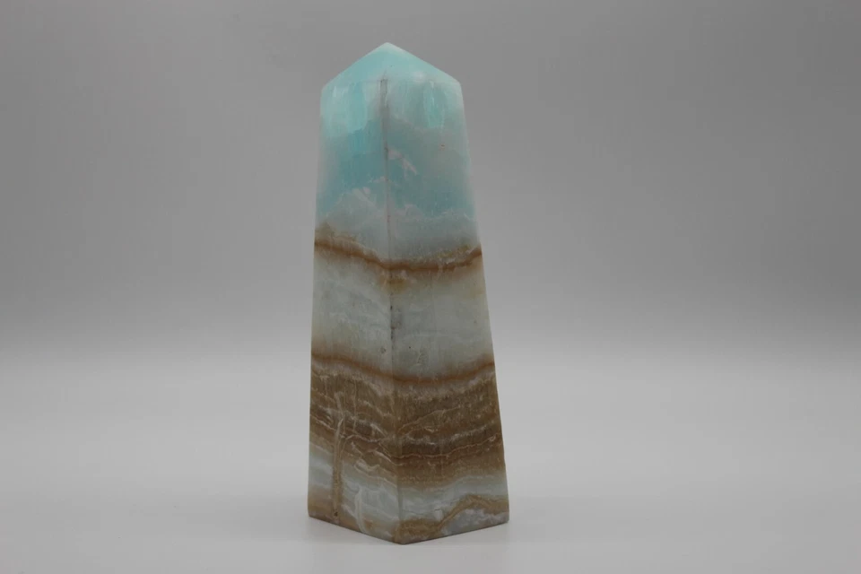 Calcit blau Caribbean Calcite Tower Oberlisk Pyramide Decor Heilstein Edelstein  - Bild 1 von 4