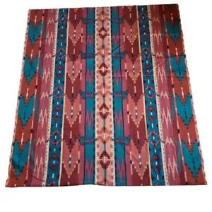 Southwest Stripe Fabric Western Aztec Brown, Blue, Green Cotton 2 3/4 yards - Picture 1 of 3