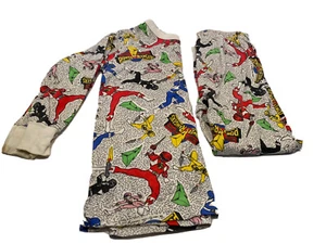 VINTAGE 1994 POWER RANGERS USA MADE LONG EDDIES Pajamas Set! BOYS 8 - Picture 1 of 6