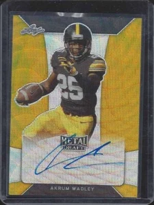 AKRUM WADLEY 2018 LEAF METAL DRAFT GOLD PRISMATIC REFRACTOR AUTO RC #D 1/1 - Picture 1 of 1