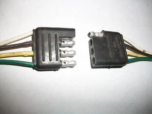 TRAILER REPLACEMENT FLAT 4 PIN PLUG, 18" MALE AND FEMALE PIG TAIL ENDS 4 WIRES - Picture 1 of 3