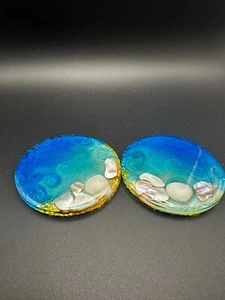 Handmade Beach Inspired Drink Coasters, Set of 2, Drink Mats - Picture 1 of 3