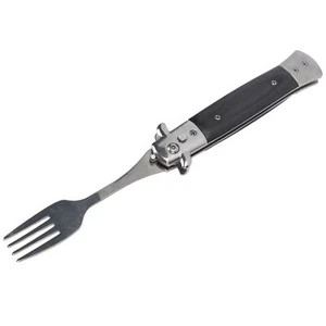 Folding Spring Fork Reusable Stainless Steel Automatic Foldable Spring Fork For - Picture 1 of 22