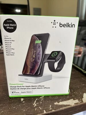Mint Belkin PowerHouse Charge Dock For Apple Watch + Iphone Station 4920F6 - Image 1 of 3