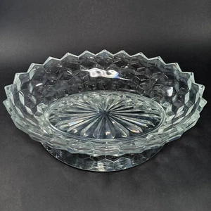 Vintage Fostoria American Optic Clear Oval Glass Sawtooth Serving Bowl, 10 Inch - Picture 1 of 12