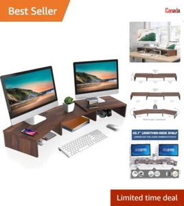 Dual Monitor Stand - Desktop Laptop Stand - 3 Shelf Computer Monitor Riser - Picture 1 of 10