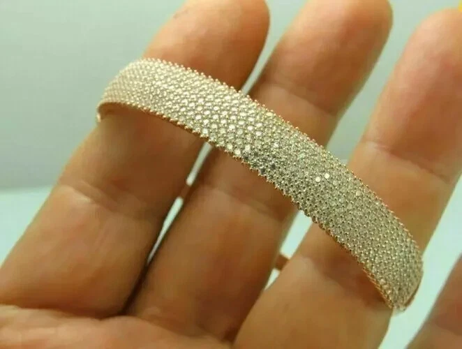 14K Yellow Gold Over 5 Ct Round Cut Lab Created Diamond Women's Bangle Bracelet - Image 1 of 1