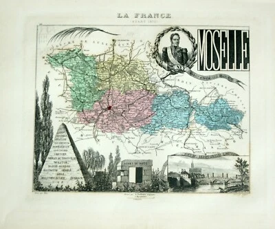 Carte géo Vuillemin Atlas Migeon 1881- 57 Moselle - Metz Ney - Photo 1/2
