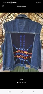 Pendleton High Grade Western Wear Blue Denim Southwestern Aztec Vest Mens S - Picture 1 of 5
