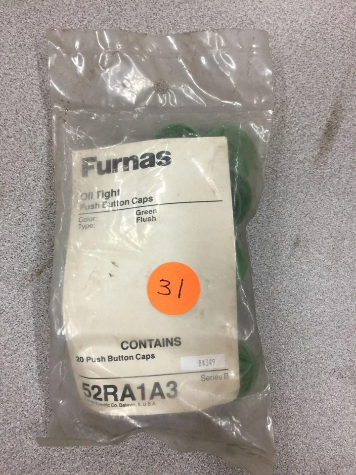 NEW "PACKAGE OF 20" FURNAS GREEN PUSH BUTTON CAPS 52RA1A3 SERIES B - Image 1 of 1