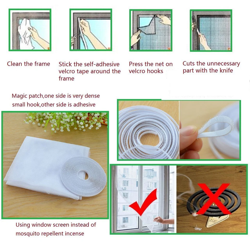 White Large Window Screen Mesh Net Insect Fly Bug Mosquito Moth Door Netting New - Image 1 of 2