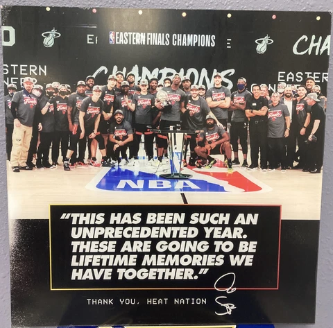 Miami Heat 2020 Eastern Confrence Finals Champions Comemorative Team Plaque Cover