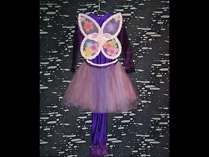 Kinder Mädchen lila Blumenfee Handarbeit Kostüm Overall, Röcke & Flügel - Bild 1 von 6