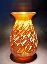 R LALIQUE CLEAR AND FROSTED YELLOW-HONEY-AMBER GLASS VASE "CANARDS" FRANCE 1931