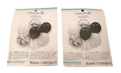 (2) Lote Ramos Globo Celebrate It Blanco Negro Lunares Sólidos y Cinta HA219 Foto 1 de 2