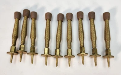 Lot of 9 Spring Door Stopper Spring Door Stop, Brass with Brown Cap NOS - Image 1 of 4