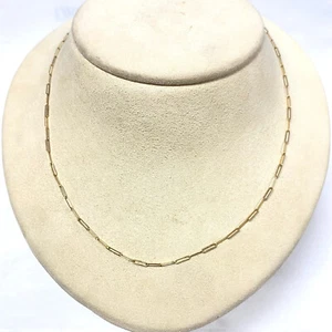 u493 Collar Cadena Eslabón Ovalado Oro Amarillo 14K Vintage 18" Largo Hecho en Italia - Imagen 1 de 4