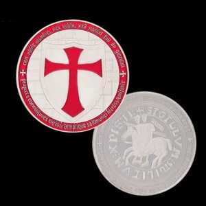 Pièce commémorative collection  plaqué argent  chevalier templier  - Foto 1 di 6