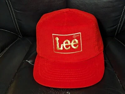 Vintage Lee Red Corduroy Leather Strap Back Hat - Image 1 of 4