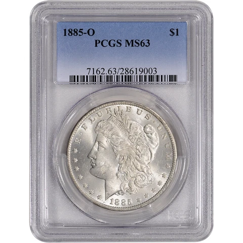 1885-O US Morgan Silver Dollar $1 - PCGS MS63 Cover